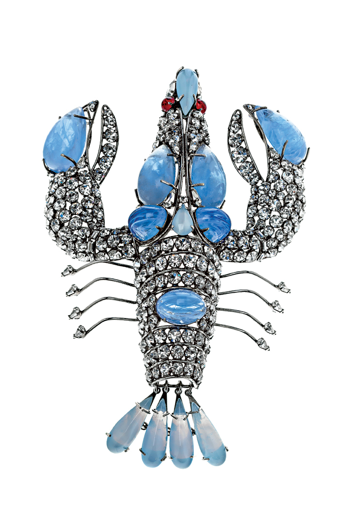 Iradj Moini (1995), United States: Lobster brooch. Czech and Austrian stones, silver plated. Signed Iradj Moini. © Pablo Esteva