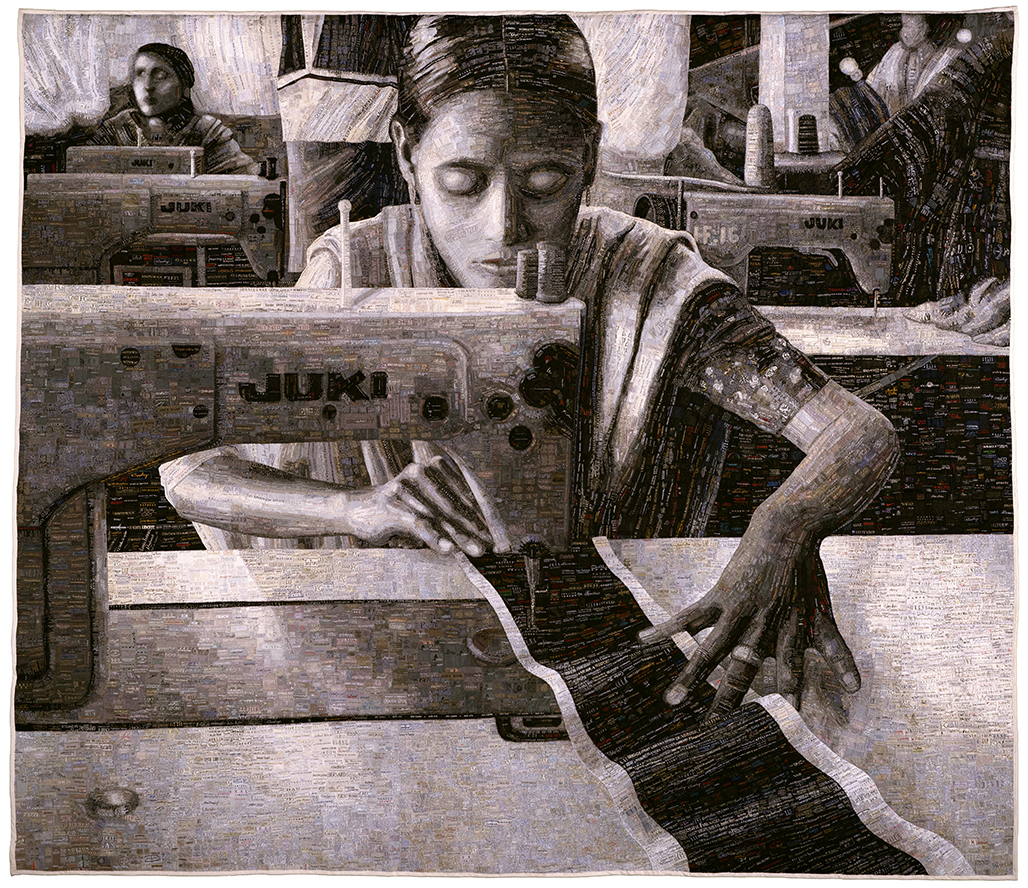 Terese Agnew: Portrait of a Textile Worker, 2005, Clothing labels, thread, fabric backing, 94 1/2 x 109 3/4 in. (240 x 278.8 cm