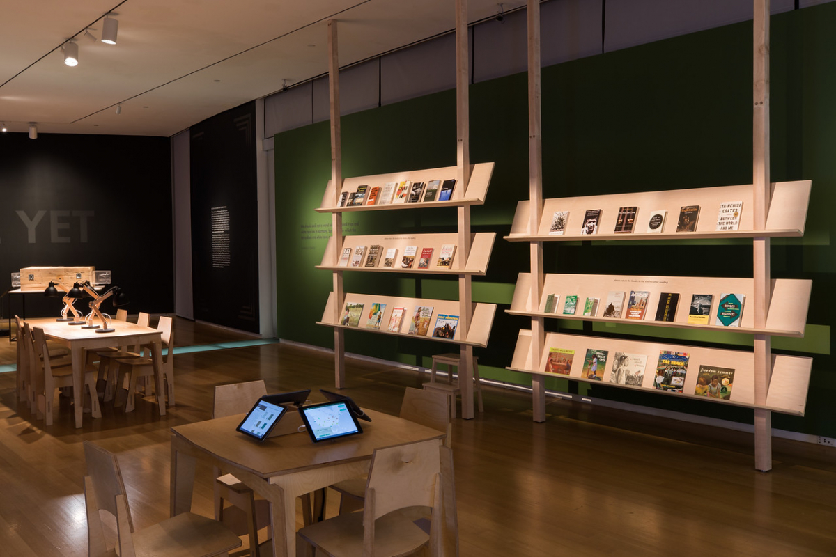 Installation view of <em>Unpacking the Green Book: Travel and Segregation in Jim Crow America</em> 