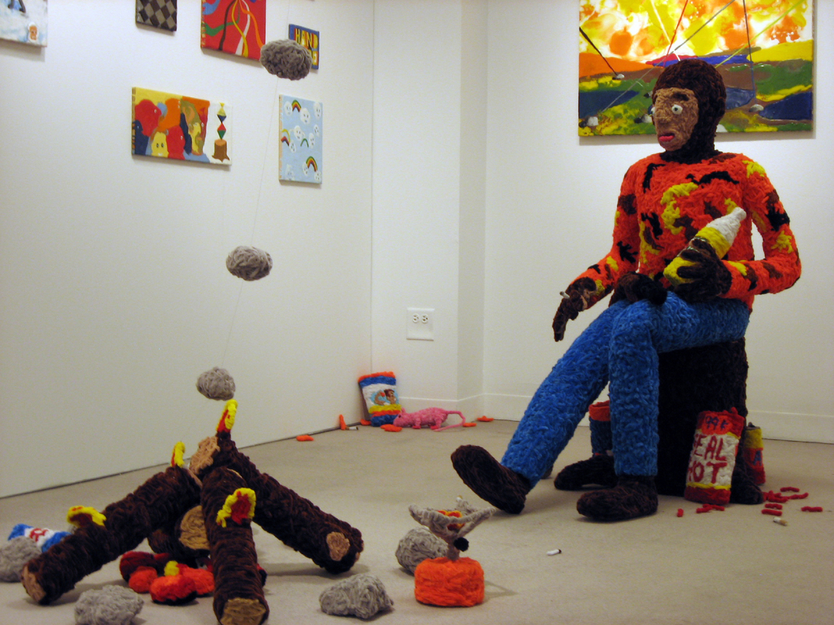  Evolutionary Baggage, pipe cleaners, encaustic paintings and handmade packaging, 10 x 10 x 10 feet, 2008